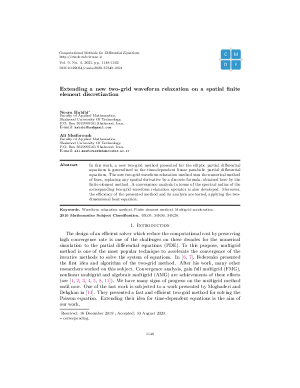 (PDF) Extending a new two-grid waveform relaxation on a spatial finite ...