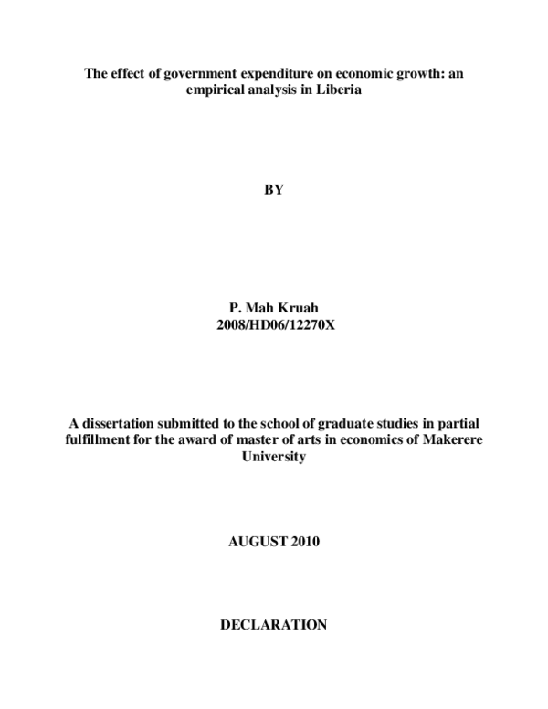 (PDF) Effect of Government Expenditure on Economic Growth in East ...