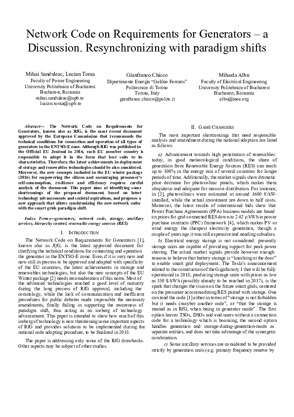 (PDF) Network code on requirements for generators — A discussion ...
