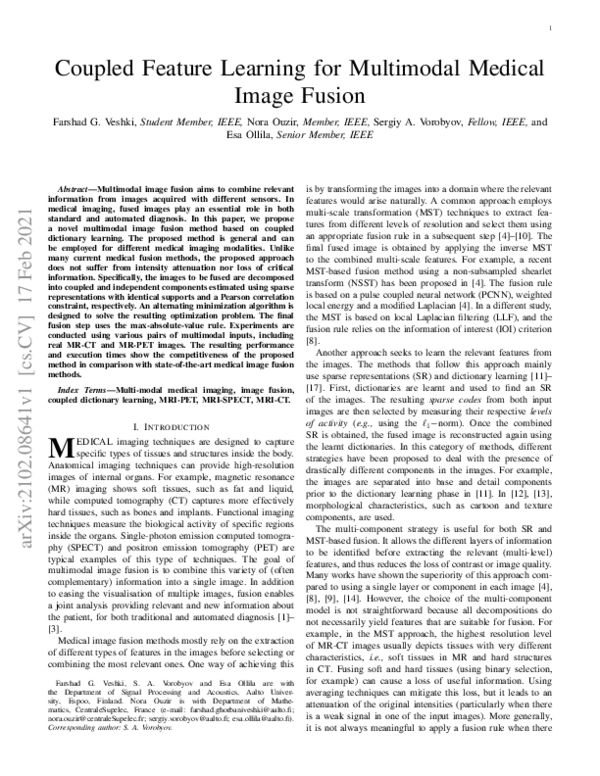 (PDF) Coupled Feature Learning for Multimodal Medical Image Fusion