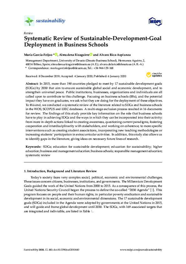 (PDF) Systematic Review of Sustainable-Development-Goal Deployment in ...