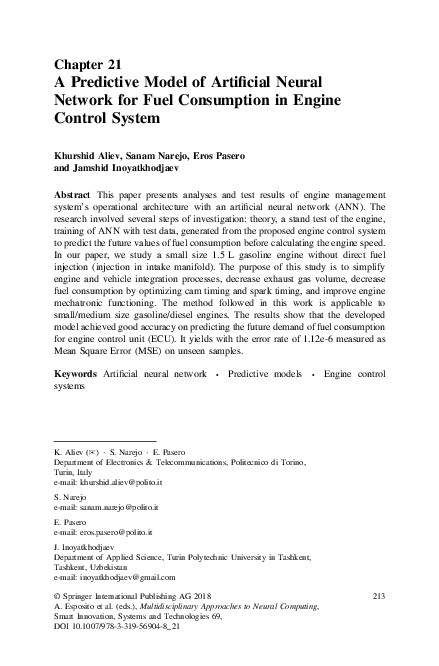 (PDF) A Predictive Model of Artificial Neural Network for Fuel ...