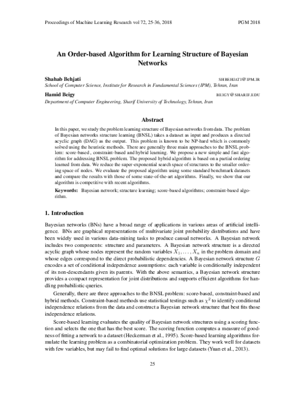 (PDF) An Order-based Algorithm for Learning Structure of Bayesian Networks