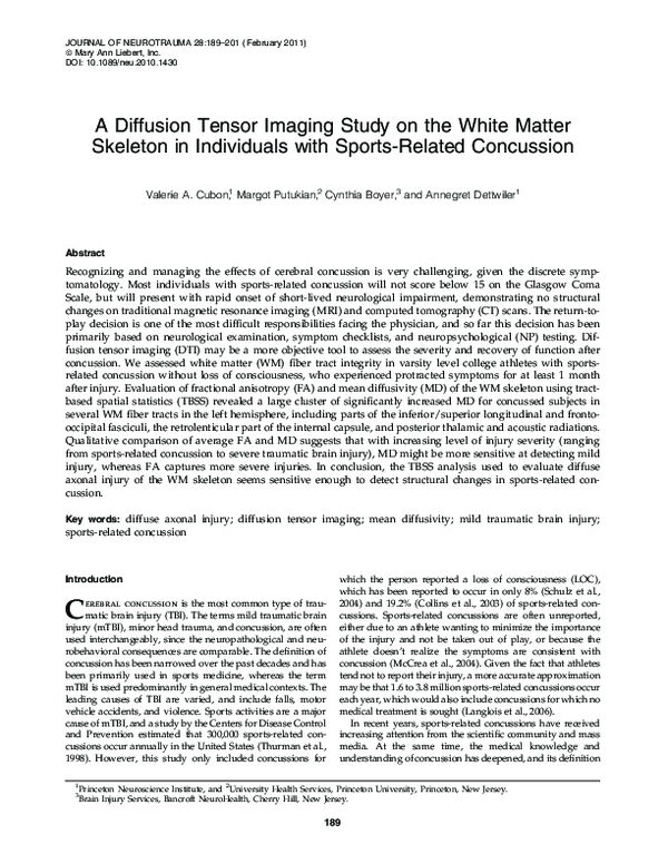 (PDF) A diffusion tensor imaging study on the white matter skeleton in ...