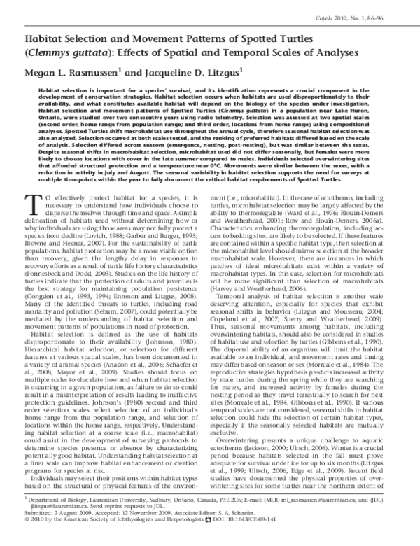 (PDF) Habitat Selection and Movement Patterns of Spotted Turtles ...