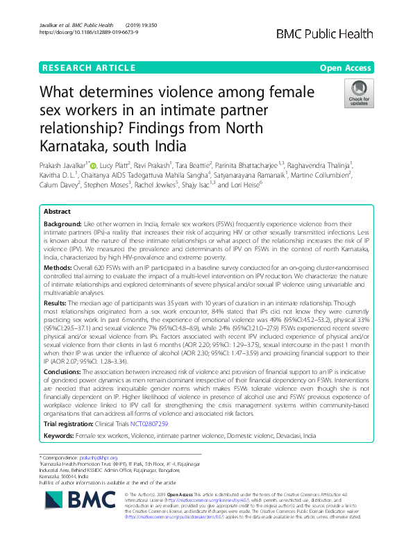 (PDF) What determines violence among female sex workers in an intimate ...