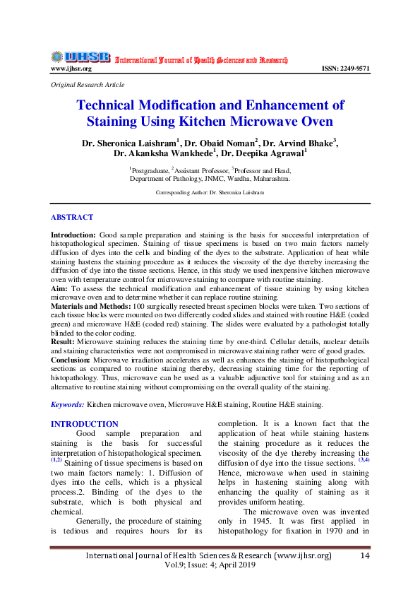 (PDF) Technical Modification and Enhancement of Staining Using Kitchen ...