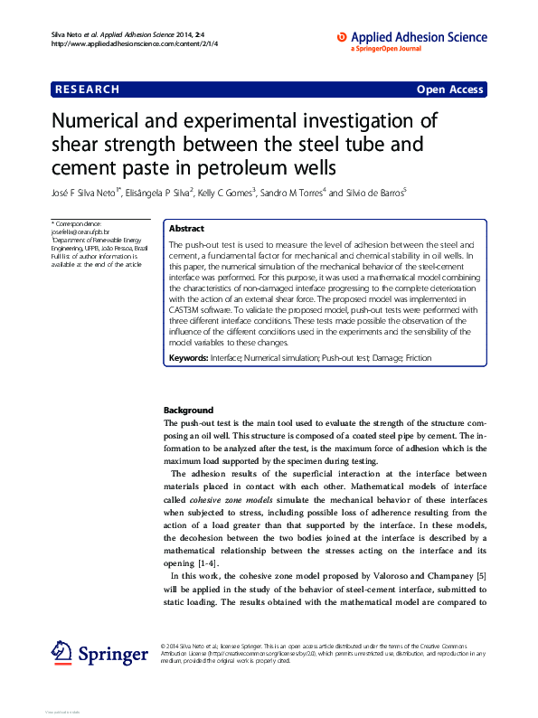 (PDF) Numerical and experimental investigation of shear strength ...