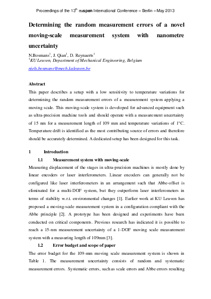 (PDF) Determining the random measurement errors of a novel moving-scale ...