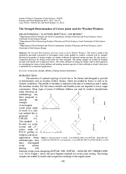 (PDF) The strength determination of corner joints used for wooden windows