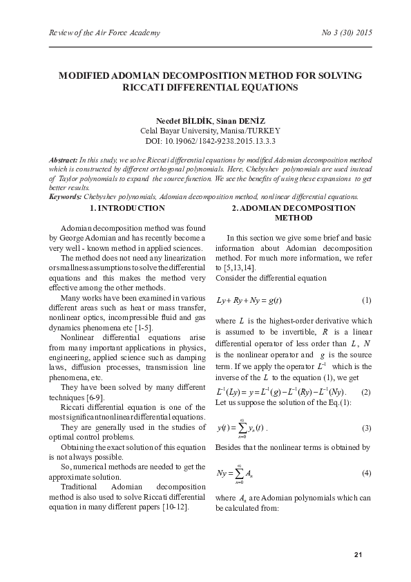 (PDF) Modified Adomian Decomposition Method for Solving Nonlinear ...