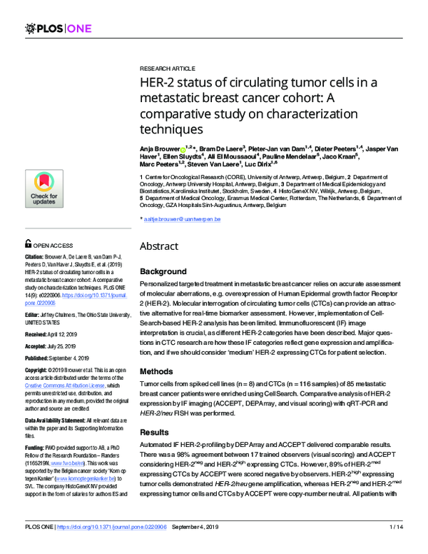 (PDF) HER-2 status of circulating tumor cells in a metastatic breast ...