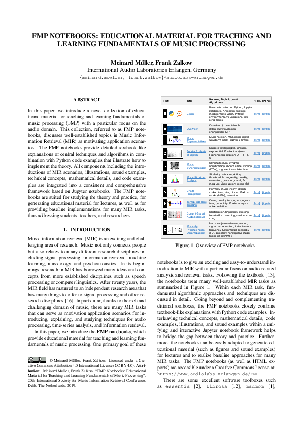 (PDF) FMP Notebooks: Educational Material for Teaching and Learning ...