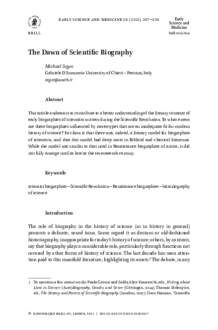 (PDF) The Dawn of Scientific Biography
