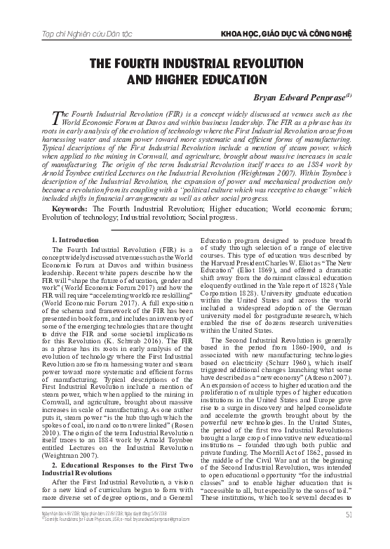 (PDF) The Fourth Industrial Revolution and Higher Education