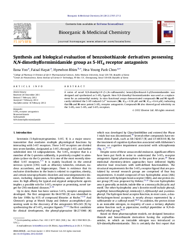 (PDF) Synthesis and biological evaluation of benzoisothiazole ...