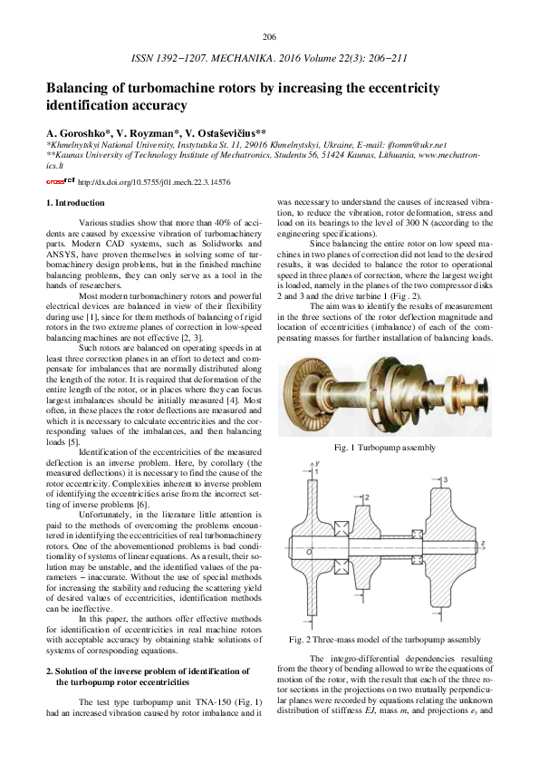 (PDF) Balancing of turbomachine rotors by increasing the eccentricity ...