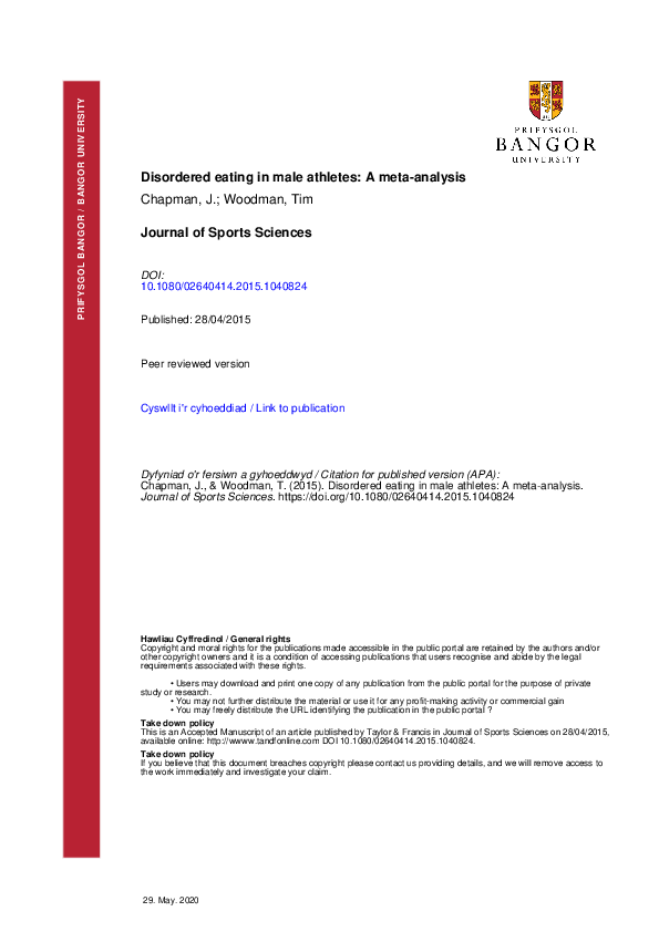 (PDF) Disordered eating in male athletes: a meta-analysis