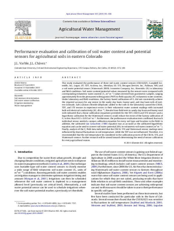 (PDF) Performance evaluation and calibration of soil water content and ...
