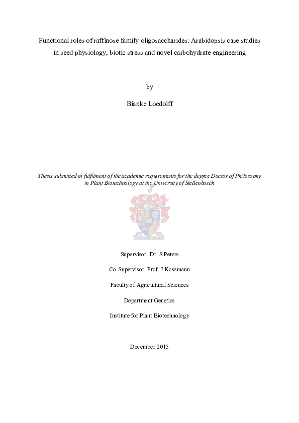 (PDF) Functional roles of raffinose family oligosaccharides ...