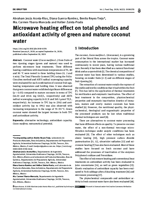 (PDF) Microwave heating effect on total phenolics and antioxidant ...