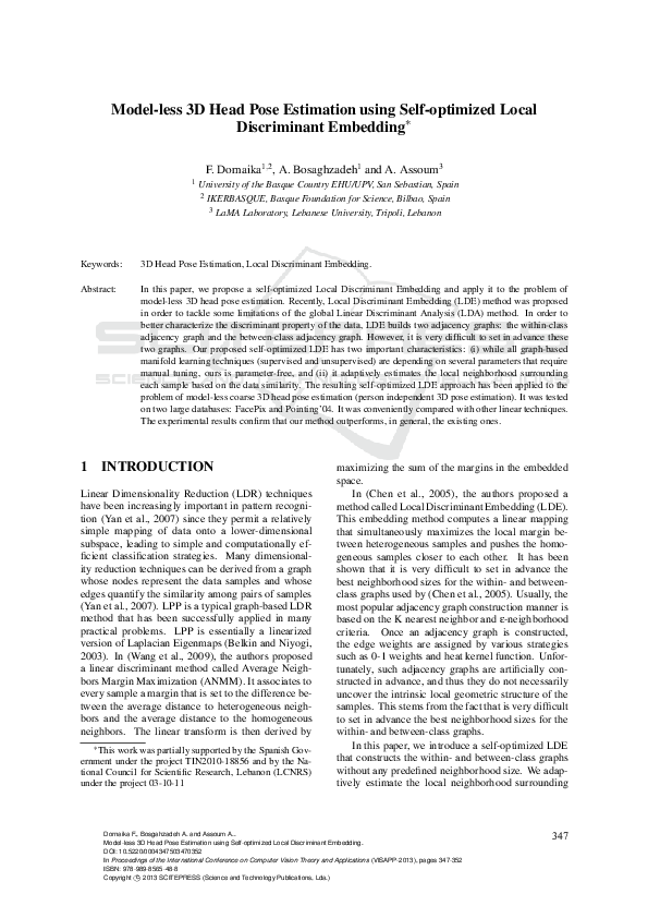 (PDF) Model-less 3D Head Pose Estimation using Self-optimized Local ...
