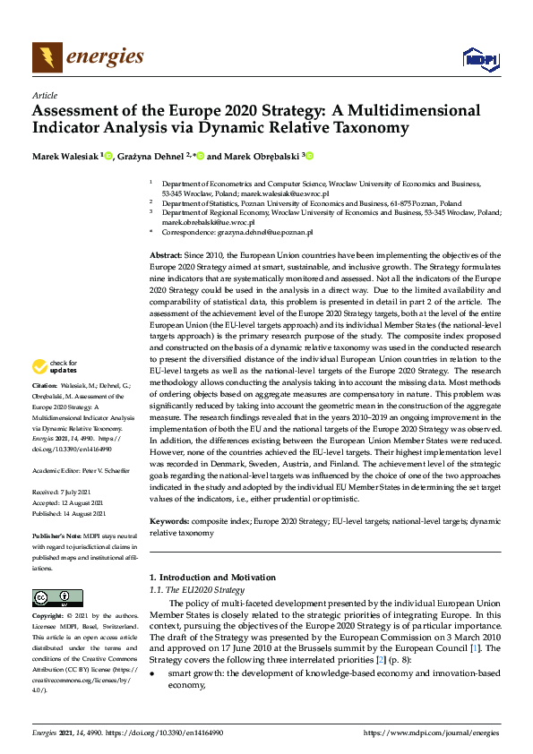 (PDF) Assessment of the Europe 2020 Strategy: A Multidimensional ...