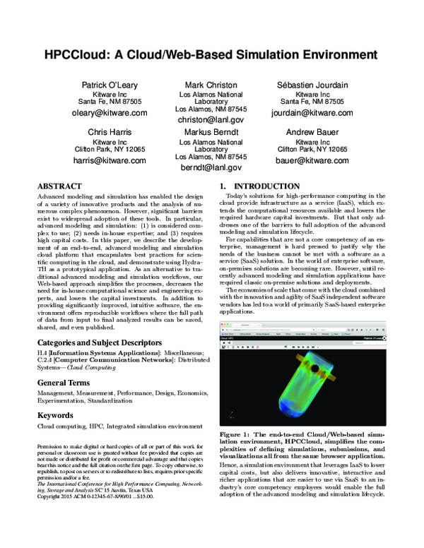 (PDF) HPCCloud: A Cloud/Web-Based Simulation Environment