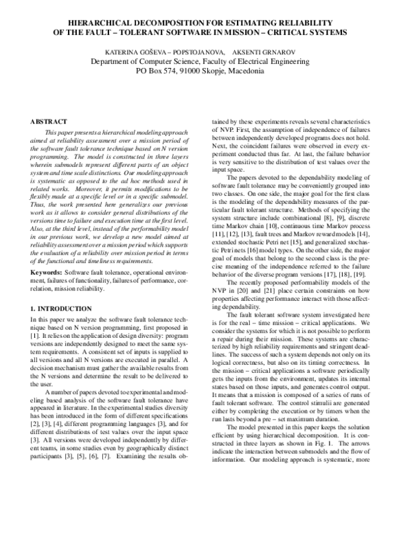 (PDF) Hierarchical Decomposition for Estimating Reliability of the ...