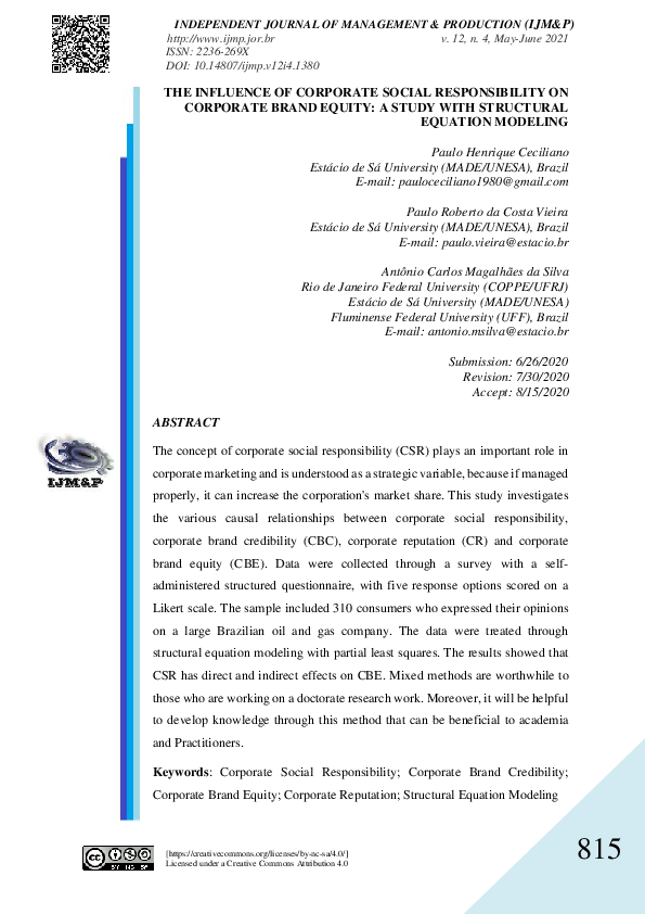 (PDF) The influence of corporate social responsibility on corporate ...