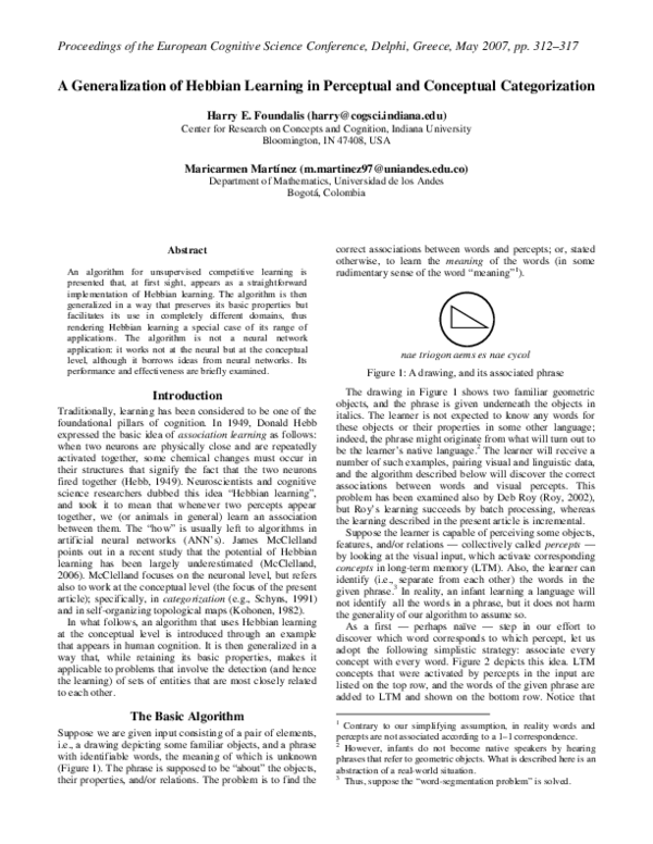 (PDF) A Generalization of Hebbian Learning in Perceptual and Conceptual ...