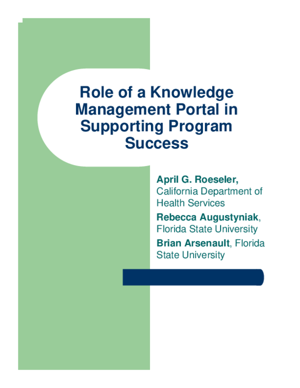 (PDF) Role of a Knowledge Management Portal in Supporting Program Success