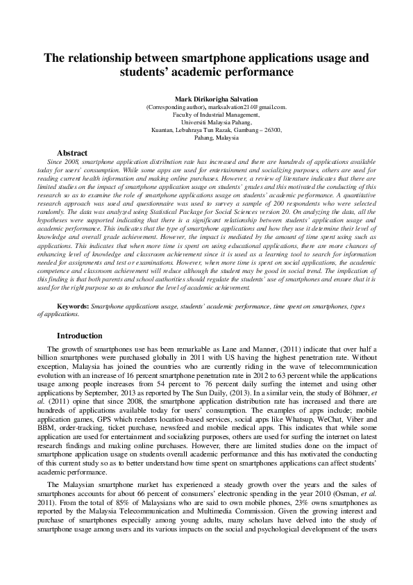 (PDF) The relationship between smartphone applications usage and ...