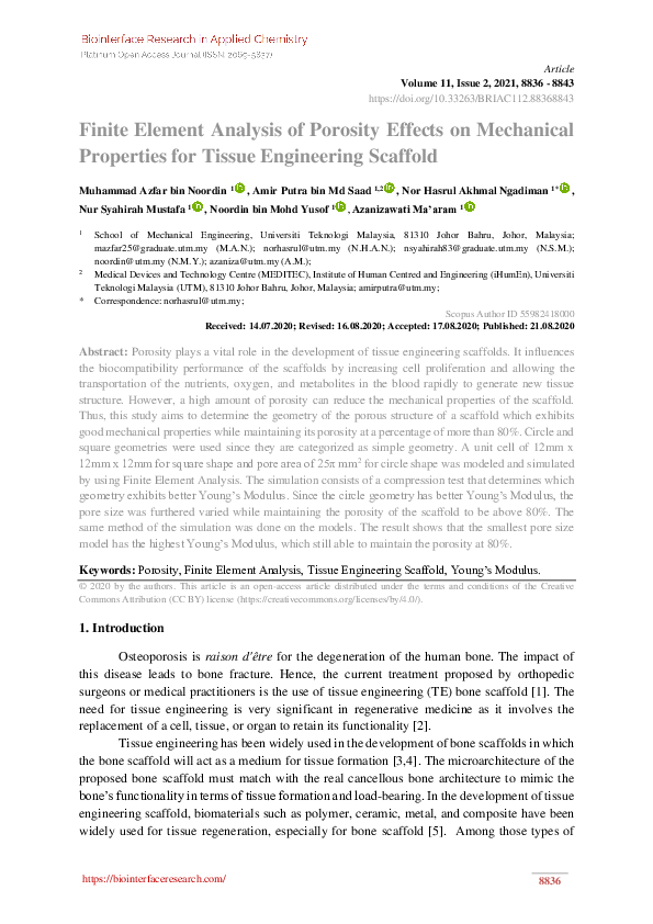(PDF) Finite Element Analysis of Porosity Effects on Mechanical ...