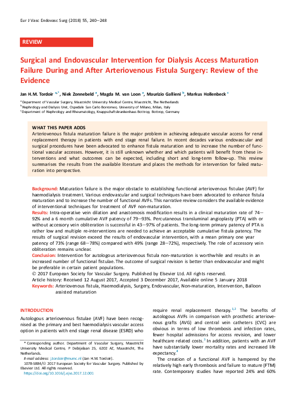 (PDF) Surgical and Endovascular Intervention for Dialysis Access ...
