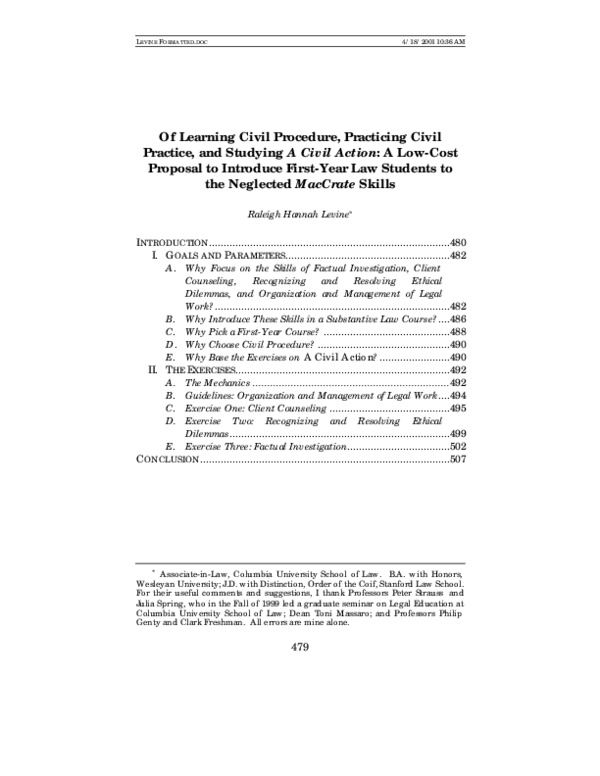 (PDF) Of Learning Civil Procedure, Practicing Civil Practice, and ...