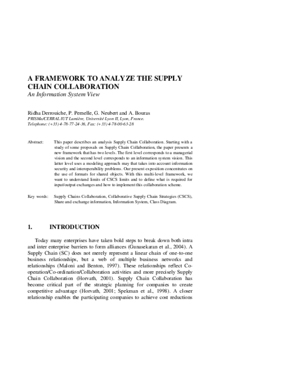 (PDF) A framework to analyze the supply chain collaboration: An ...