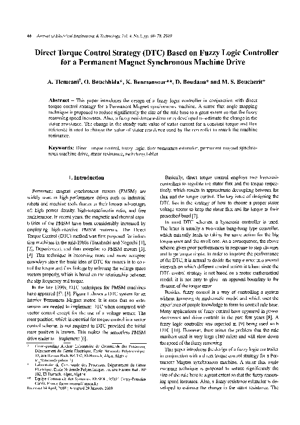 (PDF) Direct torque control strategy (DTC) based on fuzzy logic ...