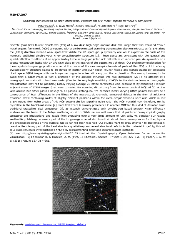 (PDF) Scanning transmission electron microscopy assessment of a metal ...