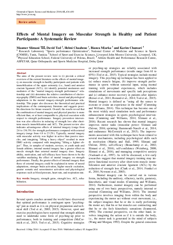 (PDF) Effects of Mental Imagery on Muscular Strength in Healthy and ...
