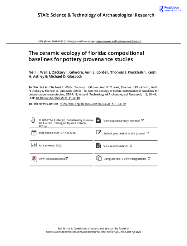 (PDF) The ceramic ecology of florida compositional baselines for