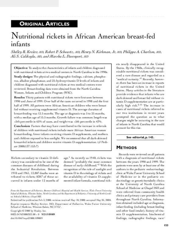 (PDF) Nutritional rickets in African American breast-fed infants