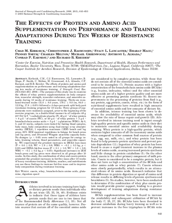 (PDF) The Effects of Protein and Amino Acid Supplementation on ...