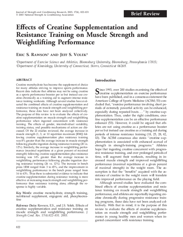 Pdf Effects Of Creatine Supplementation And Resistance Training On Muscle Strength And Pdf Effects Of Creatine Supplementation And Resistance Training On Muscle Strength And