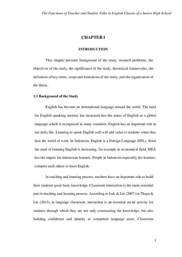 (PDF) The functions of teacher and student talks in english classes of ...