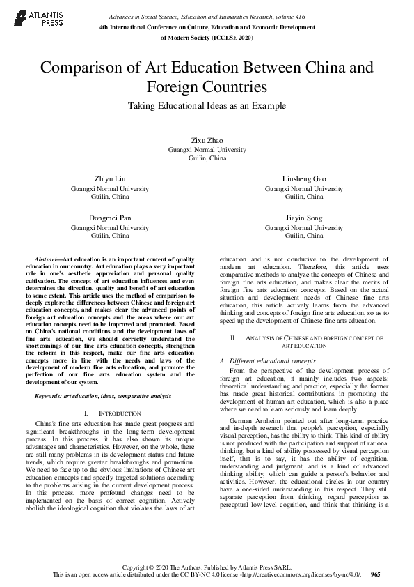 (PDF) Comparison of Art Education Between China and Foreign Countries ...