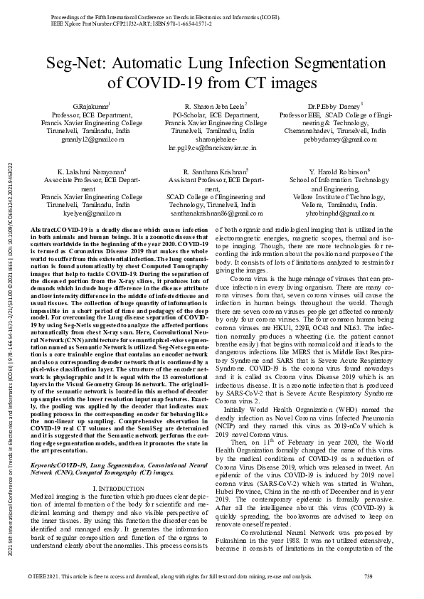 (PDF) Seg-Net: Automatic Lung Infection Segmentation of COVID-19 from ...