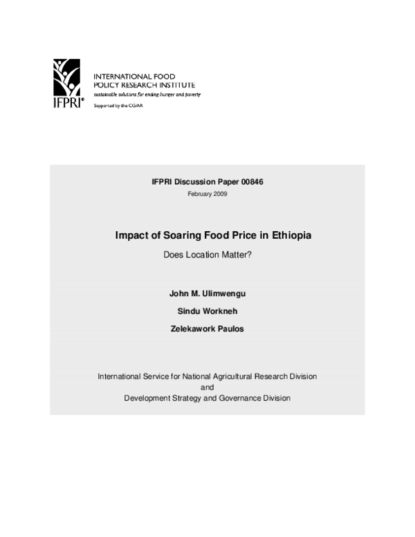 (PDF) Impact of soaring food price in Ethiopia Does location matter