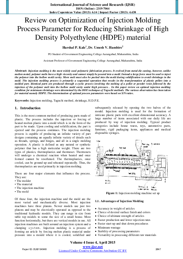 (PDF) Review on Optimization of Injection Molding Process Parameter for