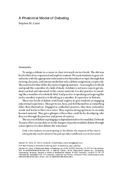 (PDF) A Rhetorical Model of Debating